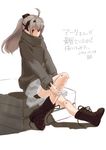  ach_stradale alternate_costume boots busou_shinki highres holding_legs sitting skirt solo tooya_daisuke 