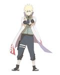  1boy blonde_hair double_v male male_focus namikaze_minato naruto solo terragin v 