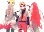  1girl 2boys 8nemui long_hair multiple_boys namikaze_minato naruto naruto_shippuuden short_hair uzumaki_kushina uzumaki_naruto 