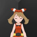  3d animated animated_gif bracelet brown_hair eyes_closed haruka_(pokemon) haruka_(pokemon)_(remake) jewelry pokemon pokemon_(game) pokemon_oras pov ribbon 