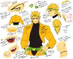  blonde_hair character_sheet dio_brando fangs headband jojo_no_kimyou_na_bouken li_sakura translation_request yellow_eyes 