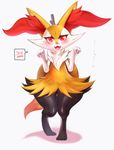  braixen fox fur furry gen_6_pokemon hips ibushiro no_humans open_mouth paw_pose pokemon pokemon_(creature) red_eyes smile solo stick thick_thighs thighs 