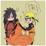  2boys lasting-801 male male_focus multiple_boys naruto naruto_shippuuden spiked_hair translation_request uchiha_madara uzumaki_naruto 