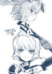  altines busou_shinki hand_on_own_head highres looking_at_viewer portrait sketch smile tooya_daisuke 