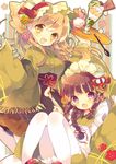  :d alternate_costume apron bad_id bad_pixiv_id brown_eyes brown_hair food hair_ornament hairband ice_cream japanese_clothes kantai_collection kimono kimono_skirt kitakami_(kantai_collection) lolita_fashion lolita_hairband long_hair long_sleeves multiple_girls nekoto_rina ooi_(kantai_collection) open_mouth parfait purple_eyes smile wa_lolita wide_sleeves 