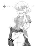  arm_warmers bar_censor blush breasts censored futanari greyscale large_penis md5_mismatch medium_breasts mizuhashi_parsee monochrome ootsuki_wataru panties panty_pull penis pointy_ears scarf short_hair skirt skirt_lift solo touhou underwear 