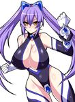  bare_shoulders breasts cleavage elbow_gloves gloves huge_breasts long_hair magical_girl megane_man original purple_hair simple_background solo thighhighs thighs twintails very_long_hair white_background 