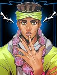  anz black_hair dark_skin dark_skinned_male headband jojo_no_kimyou_na_bouken male_focus mohammed_avdol necktie purple_eyes solo 