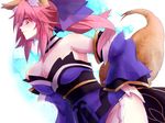  animal_ears bare_shoulders bow breasts cleavage detached_sleeves fate/extra fate_(series) fox_ears fox_tail hair_bow hair_ribbon huge_breasts japanese_clothes orange_eyes pink_hair ribbon solo tail tamamo_(fate)_(all) tamamo_no_mae_(fate) twintails yellow_eyes yude 