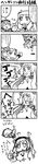  3girls 5koma admiral_(kantai_collection) ahoge airfield_hime art_shift comic dress failure_penguin greyscale headgear highres horns kantai_collection long_image mittens monochrome multiple_girls northern_ocean_hime school_uniform serafuku shima_noji_(dash_plus) shinkaisei-kan short_hair sketch tall_image teeth translation_request yukikaze_(kantai_collection) 