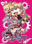  black_hair blonde_hair blue_hair chibi dio_brando hat jojo_no_kimyou_na_bouken kotorai kuujou_joutarou multiple_boys star_platinum stardust_crusaders the_world 