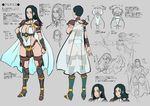  alternate_hairstyle arm_strap artemis_(uchi_no_musume_ni_te_wo_dasuna!) ass black_hair boots breasts butcha-u cape center_opening character_name character_profile character_sheet choker cleavage clenched_hand closed_mouth crescent eyebrows flat_color from_behind full_body glasses gradient green_eyes green_lipstick grey_background groin hair_ornament hair_over_shoulder hand_on_hip high_heel_boots high_heels highleg highleg_leotard hips knee_boots large_breasts leg_lift leotard lipstick long_hair looking_at_viewer low-tied_long_hair makeup mole mole_under_mouth multiple_views outstretched_arm pauldrons portrait see-through simple_background sketch standing straight_hair superhero thick_eyebrows thigh_strap translation_request turnaround uchi_no_musume_ni_te_wo_dasuna! underbust vambraces wavy_hair weapon white_leotard 