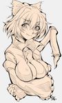  bow breasts cleavage extra_legs hair_bow insect_girl kurodani_yamame large_breasts licking_lips md5_mismatch monochrome ootsuki_wataru short_hair sketch solo spider_girl spider_legs tongue tongue_out touhou wide_sleeves 