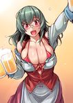  :d alcohol beer beer_mug bespectacled bikini_top blush breasts cleavage cowboy_shot cup dirndl german_clothes glasses holding holding_cup large_breasts long_hair looking_at_viewer oktoberfest older open_mouth red_eyes rozen_maiden silver_hair smile solo suigintou tsuda_nanafushi 