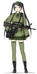  bad_id bad_pixiv_id bag black_eyes black_footwear black_gloves black_hair boots bullpup coh cross-laced_footwear explosive fingerless_gloves full_body gloves green_legwear green_ribbon green_skirt grenade gun hand_on_hip long_hair long_sleeves mars_expedition military military_uniform miniskirt olive_drab_green_(camo) pleated_skirt ribbon rifle simple_background skirt solo strap sweater thighhighs twintails uniform very_long_hair weapon weapon_request white_background yin_yang zettai_ryouiki 
