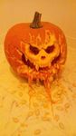 bad_pixiv_id carving fangs halloween jack-o'-lantern no_humans original photo pumpkin seed takumi_(marlboro) 
