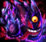  gengar ghost looking_at_viewer mega_gengar mega_pokemon nintendo pokemon pokemon_(game) pokemon_xy red_eyes solo teeth tongue yellow_eyes zenicoil 