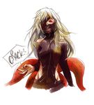  1girl eyepatch genderswap kaneki_ken leotard long_hair mask monster_girl red_eyes rough skin_tight solo tentacle tokyo_ghoul white_hair 