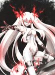  breasts crotch_plate glowing glowing_eyes hair_over_one_eye highres kantai_collection large_breasts long_hair onaya_masakazu pale_skin red_eyes shinkaisei-kan solo southern_ocean_war_hime topless twintails very_long_hair white_hair 