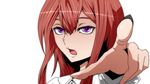  alternate_eye_color close-up expressionless highres koakuma long_hair looking_at_viewer no_wings open_mouth pointing pointing_at_viewer potato_pot purple_eyes red_hair solo touhou white_background 