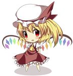  ascot bad_id bad_pixiv_id blonde_hair bow chibi flandre_scarlet hat hat_bow hikobae red_eyes sash side_ponytail solo touhou white_background wings 