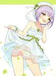  :d bad_id bad_pixiv_id brown_eyes dress dress_lift hat idolmaster idolmaster_cinderella_girls koshimizu_sachiko leaning_forward looking_at_viewer mirei necktie open_mouth panties polka_dot polka_dot_panties purple_hair see-through short_hair side-tie_panties smile solo underwear white_dress white_panties 