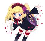  anyamal_tantei_kirumin_zoo bad_id bad_pixiv_id bat_wings bent_over blonde_hair blue_eyes fang gothic_lolita hair_ornament hairband hatori_kanon lolita_fashion lolita_hairband looking_at_viewer mirei open_mouth petals solo two_side_up wings 