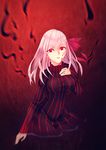  dark_sakura fate/stay_night fate_(series) hair_ribbon highres long_hair matou_sakura red_eyes ribbon solo turtleneck white_hair ym_(snovee) 