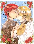  2boys blush ginga_eiyuu_densetsu incipient_kiss male male_focus multiple_boys reinhard_von_lohengramm salahime siegfried_kircheis yaoi 