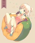  blonde_hair china_dress chinese_clothes dress elbow_gloves gloves green_eyes halloween long_hair no_socks original shoes solo spread_legs trick_or_treat yamcha_(cocololi) 