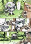  aqua_eyes bird bird_nest bodysuit cape chibi comic highres hisahiko kantai_collection running shinkaisei-kan silver_hair translated white_skin wo-class_aircraft_carrier 