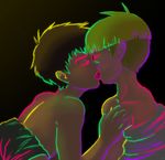  2boys biigu black_background child jeff_andonuts kiss male male_focus mother_(game) mother_2 multiple_boys ness simple_background topless yaoi 