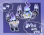  chandelure crossover fire ghost kirby kirby_(series) musical_note nintendo open_mouth pokemon pokemon_(game) pokemon_bw smile yellow_eyes 