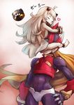  1girl ^_^ blonde_hair blush_stickers closed_eyes crossover hand_on_hip heart horns hug kantai_collection long_hair northern_ocean_hime rockman rockman_zero shinkaisei-kan sowel_(sk3) white_hair zero_(rockman) 