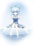  bad_id bad_pixiv_id barefoot blue_eyes blue_hair bow cirno feet hair_bow ice ippaiccha short_hair sitting smile soaking_feet solo touhou water wings 