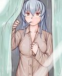  breasts from_outside large_breasts long_hair mouth_hold older pajamas rozen_maiden silver_hair solo suigintou toothbrush tsuda_nanafushi window 