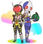  beetle bug food fruit holding holding_food holding_fruit insect kamen_rider kamen_rider_blade kamen_rider_blade_(series) kamen_rider_chalice kaze13_(pixiv) lowres multiple_boys watermelon 