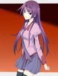  bad_id bad_pixiv_id bakemonogatari blue_eyes long_hair monogatari_(series) necktie purple_hair school_uniform senjougahara_hitagi skirt solo thighhighs umeo_retto zettai_ryouiki 