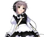  bag headphones maid nagato_yuki sano_toshihide short_hair simple_background solo suzumiya_haruhi_no_yuuutsu tissue_princess 