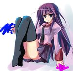  bad_id bad_pixiv_id bakemonogatari crossed_legs long_hair lying monogatari_(series) school_uniform sen_(astronomy) senjougahara_hitagi solo thighhighs 