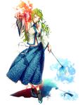  detached_sleeves frog full_body gohei green_eyes green_hair hair_ornament kochiya_sanae long_hair snake solo sousou_(sousouworks) touhou 