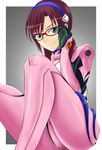  bodysuit face glasses kishida-shiki makinami_mari_illustrious neon_genesis_evangelion pink_bodysuit plugsuit rebuild_of_evangelion solo 