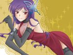 bad_id bad_pixiv_id breasts bug butterfly choker cleavage crossdressing dente dress earrings elbow_gloves gloves gundam gundam_00 hair_ornament innovator insect jewelry lace large_breasts male_focus purple_hair red_eyes solo thighhighs tieria_erde 
