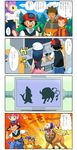  2girls 4koma @_@ aipom buizel comic gameplay_mechanics gen_1_pokemon gen_2_pokemon gen_4_pokemon hat hikari_(pokemon) multiple_boys multiple_girls nozomi_(pokemon) pokemoa pokemon pokemon_(anime) pokemon_(creature) pokemon_dp_(anime) satoshi_(pokemon) takeshi_(pokemon) tauros translated winter_clothes 