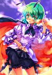  antennae arai_kuma bad_id bad_pixiv_id cape green_eyes green_hair navel short_hair shorts solo touhou wriggle_nightbug 