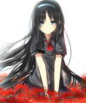  black_hair blue_eyes chunnkoromochi hairband highres long_hair original simple_background solo very_long_hair 