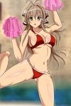  amagi_brilliant_park bikini brown_eyes brown_hair highres long_hair pom_poms ponytail sento_isuzu swimsuit tranquilizer_(bestcenter) 