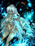  amira_(shingeki_no_bahamut) ass_visible_through_thighs azure_luna black_background breasts center_opening cleavage cowboy_shot dark_skin expressionless gloves glowing hair_between_eyes horns large_breasts long_hair midriff navel pink_eyes pink_hair shingeki_no_bahamut shingeki_no_bahamut:_genesis sidelocks simple_background single_wing solo tattoo wings 
