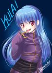  :d :p \m/ absurdres bangs breasts character_name commentary_request cropped_jacket eyelashes full-length_zipper gold_trim hand_up head_tilt highres kula_diamond light_blue_hair long_hair looking_at_viewer medium_breasts open_mouth red_eyes samanta_niz smile solo spanish_commentary standing the_king_of_fighters tongue tongue_out upper_body very_long_hair wavy_hair zipper zipper_pull_tab 