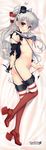  absurdres amatsukaze_(kantai_collection) ass bed_sheet blush boots bottomless breasts brown_eyes dakimakura full_body garter_straps gloves hairband hat high_heel_boots high_heels highres huge_filesize kantai_collection legs long_hair looking_at_viewer lying mini_hat nipples on_side open_mouth red_legwear santa_matsuri silver_hair single_glove small_breasts solo suspenders sweatdrop thighhighs torn_clothes two_side_up white_gloves 